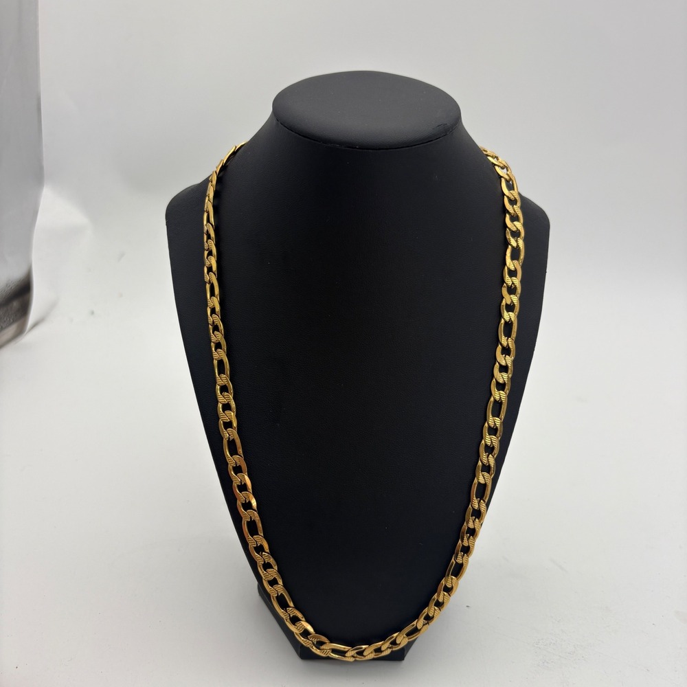 24" Gold Tone Stainless Steel Figaro Chain Necklace 6mm‎ Men's Unisex Jewelry